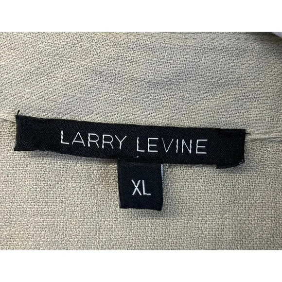 Larry Levine Womens Size XL Khaki Linen Blend  Roll-up Tab Sleeves - Picture 3 of 9